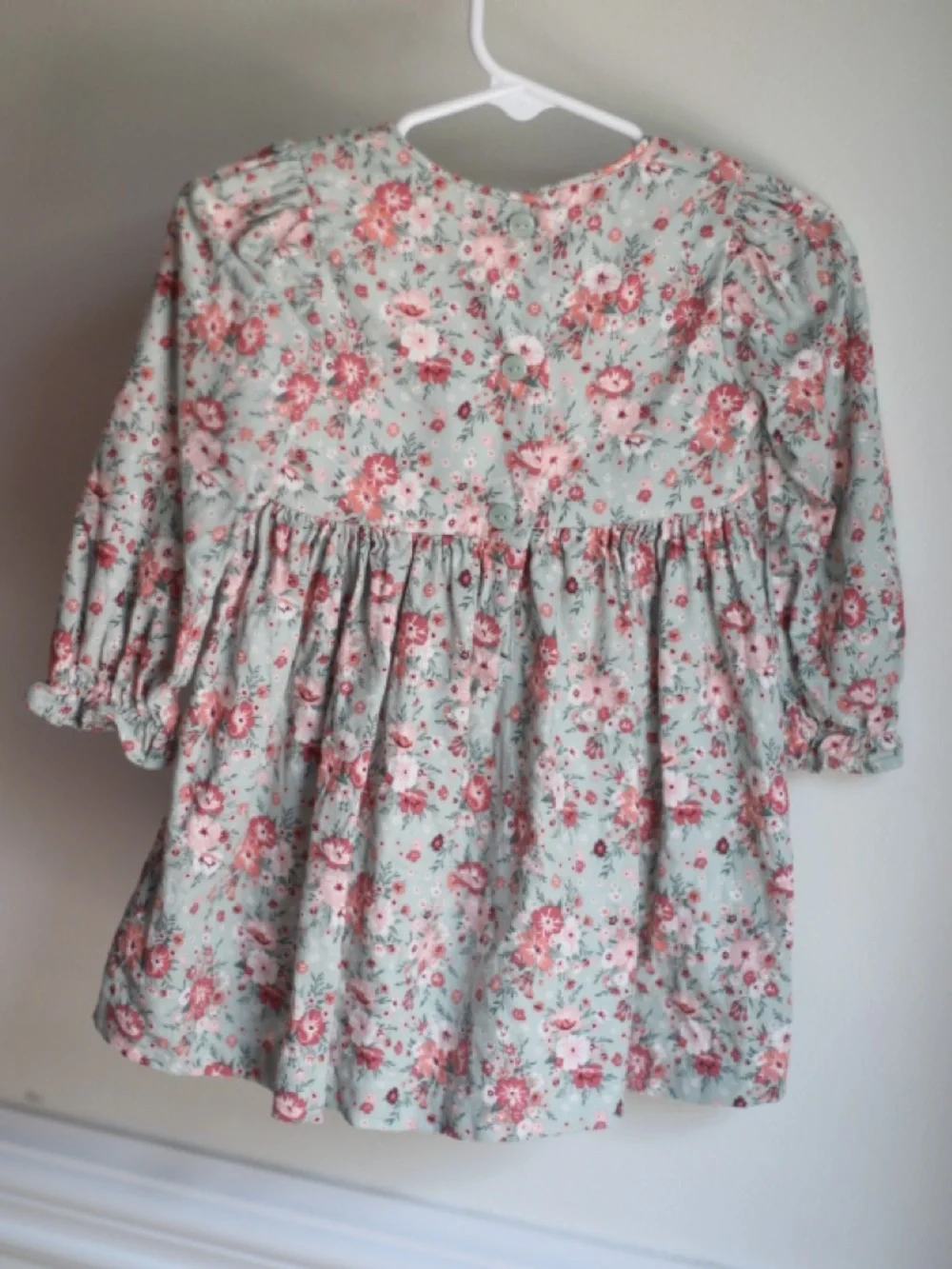 Bonnie Baby Floral Smocked Dress 18M Pink Green Vintage Style